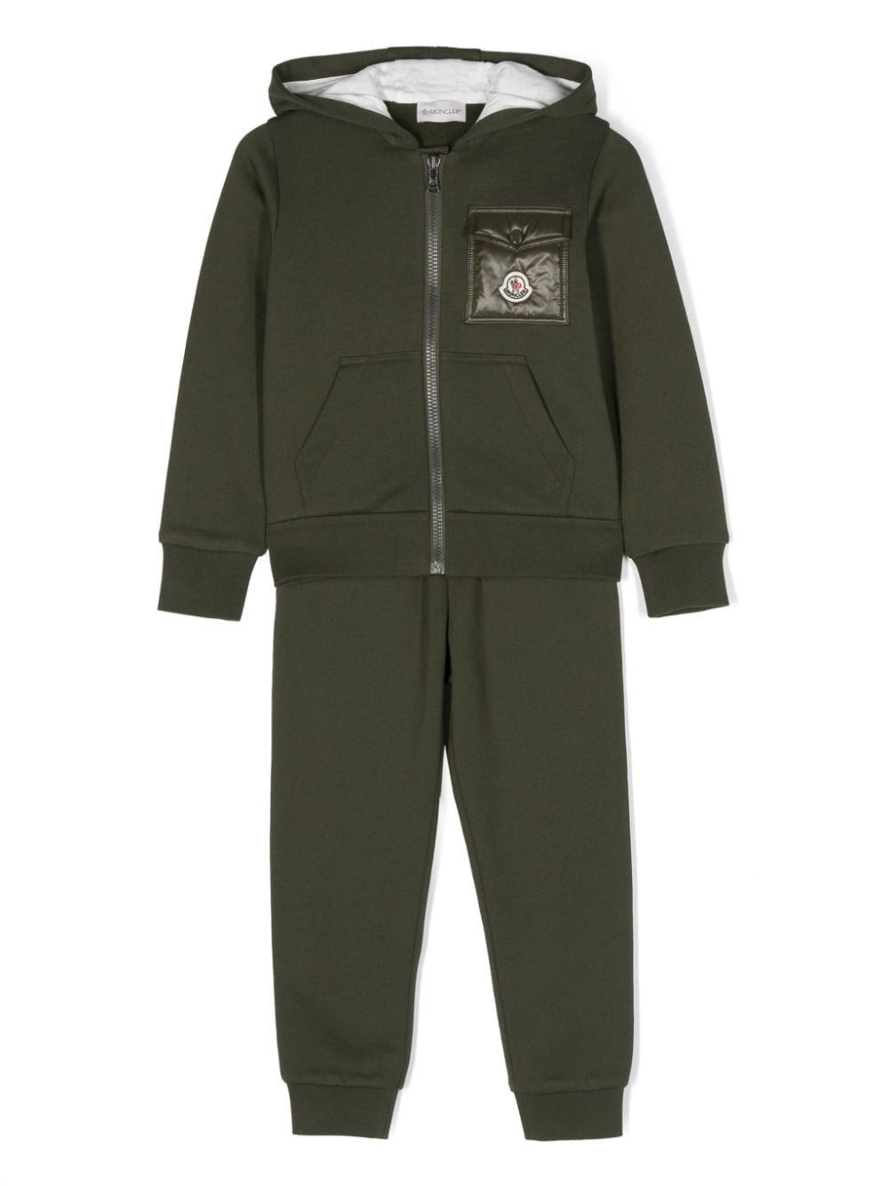 Moncler Enfant logo-patch cotton tracksuit set - Green von Moncler Enfant