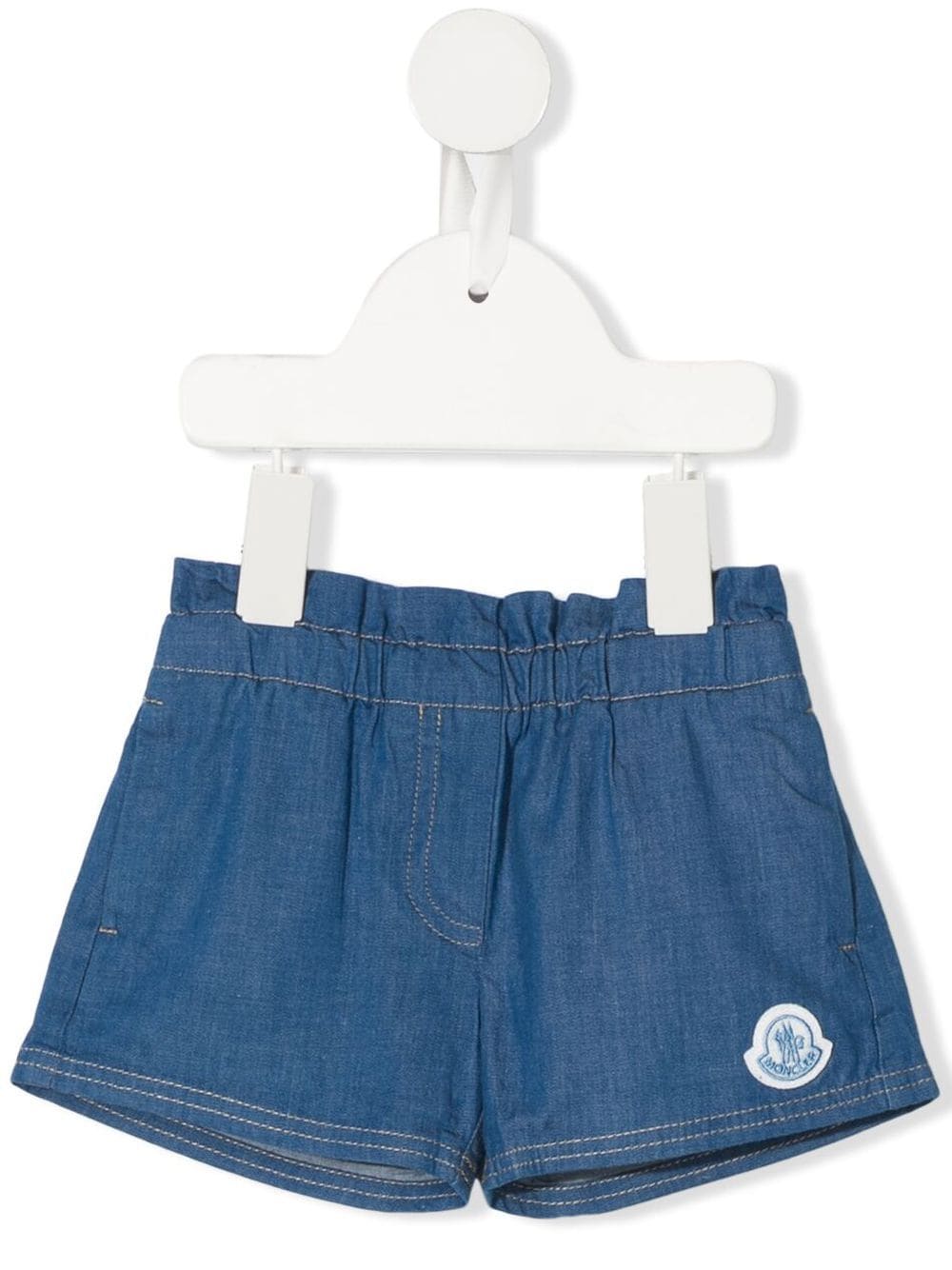 Moncler Enfant logo-patch detail denim shorts - Blue von Moncler Enfant