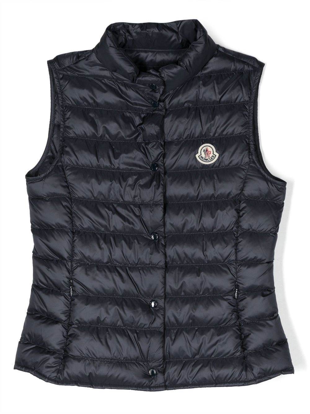 Moncler Enfant logo-patch goose-down gilet - Blue von Moncler Enfant