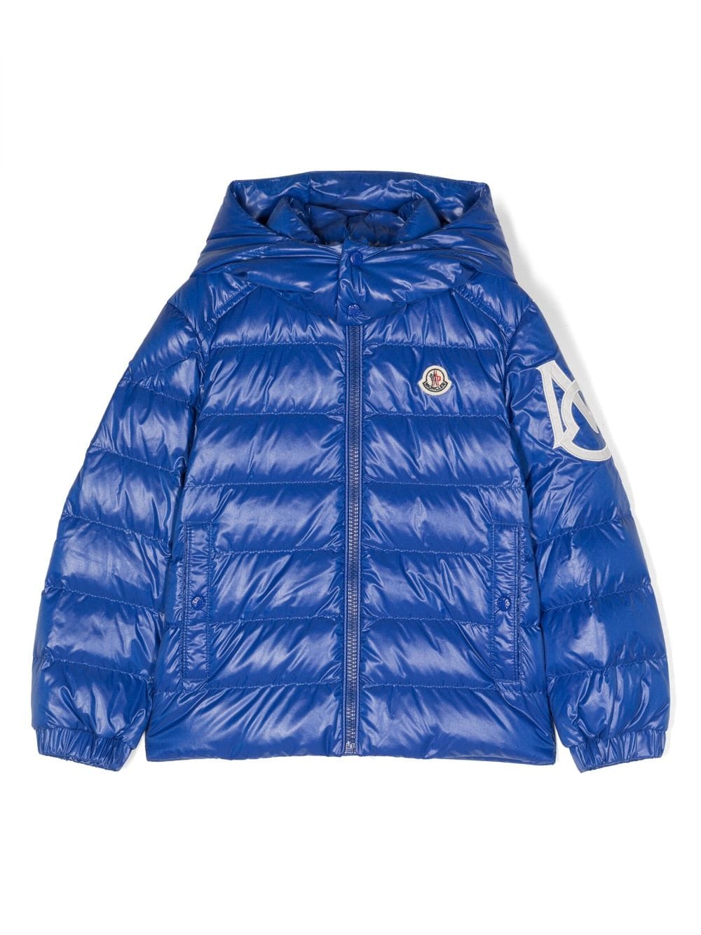 Moncler Enfant logo-patch hooded padded jacket - Blue von Moncler Enfant
