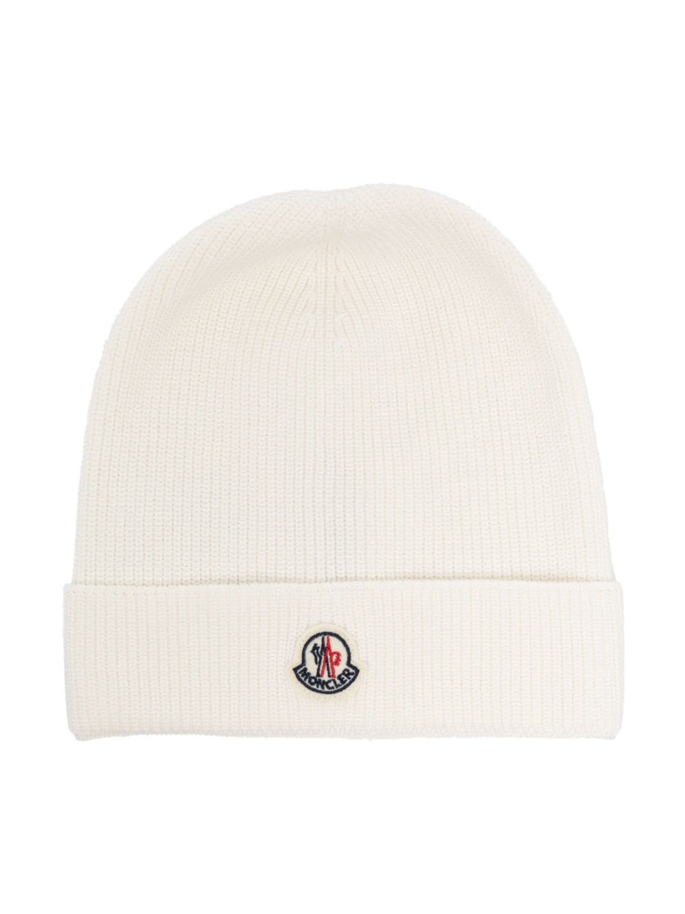 Moncler Enfant logo-patch knitted beanie - White von Moncler Enfant