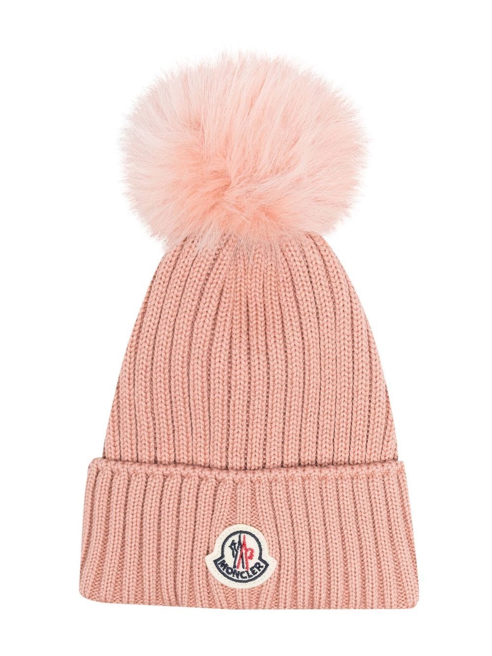 Moncler Enfant logo-patch knitted hat - Pink von Moncler Enfant