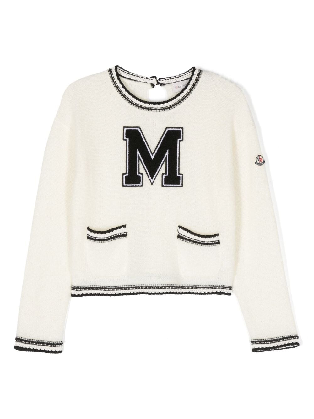 Moncler Enfant logo-patch knitted jumper - White von Moncler Enfant