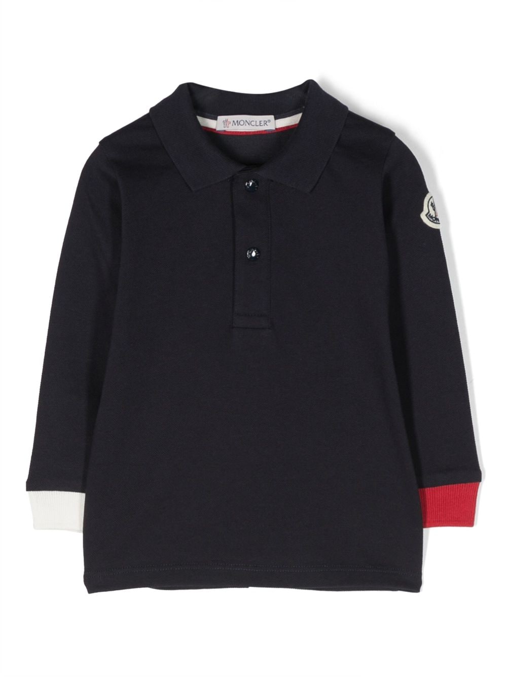 Moncler Enfant logo-patch long-sleeved polo shirt - Blue von Moncler Enfant