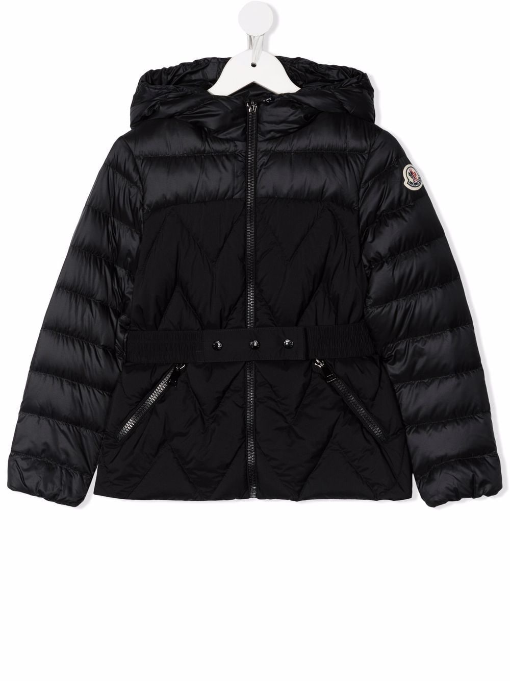 Moncler Enfant logo-patch padded hooded coat - Black von Moncler Enfant