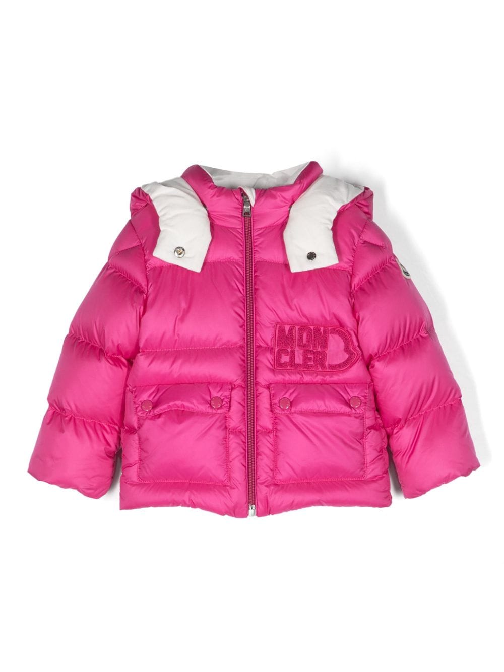 Moncler Enfant logo-patch padded hooded jacket - Pink von Moncler Enfant