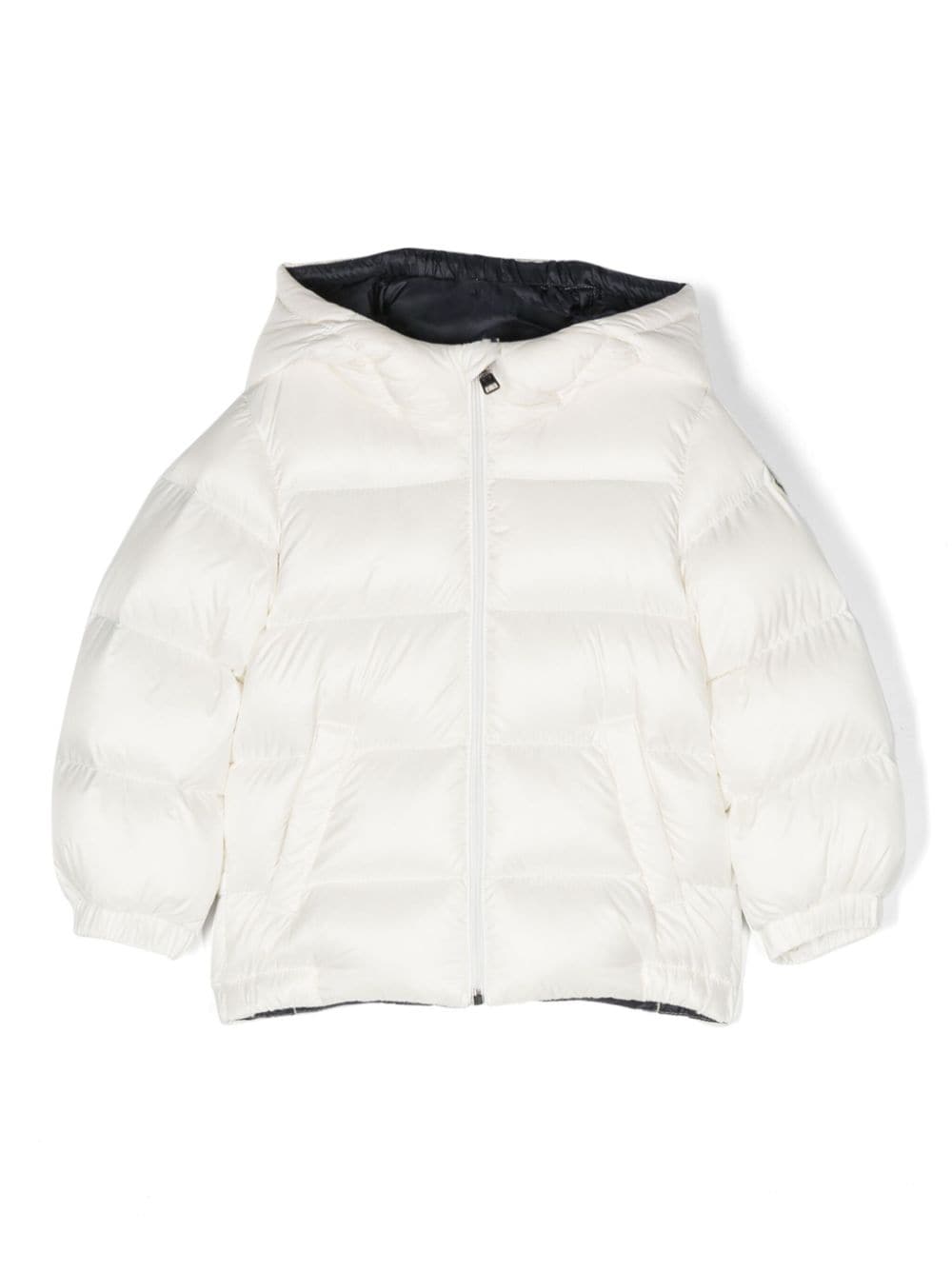 Moncler Enfant logo-patch padded hooded jacket - White von Moncler Enfant