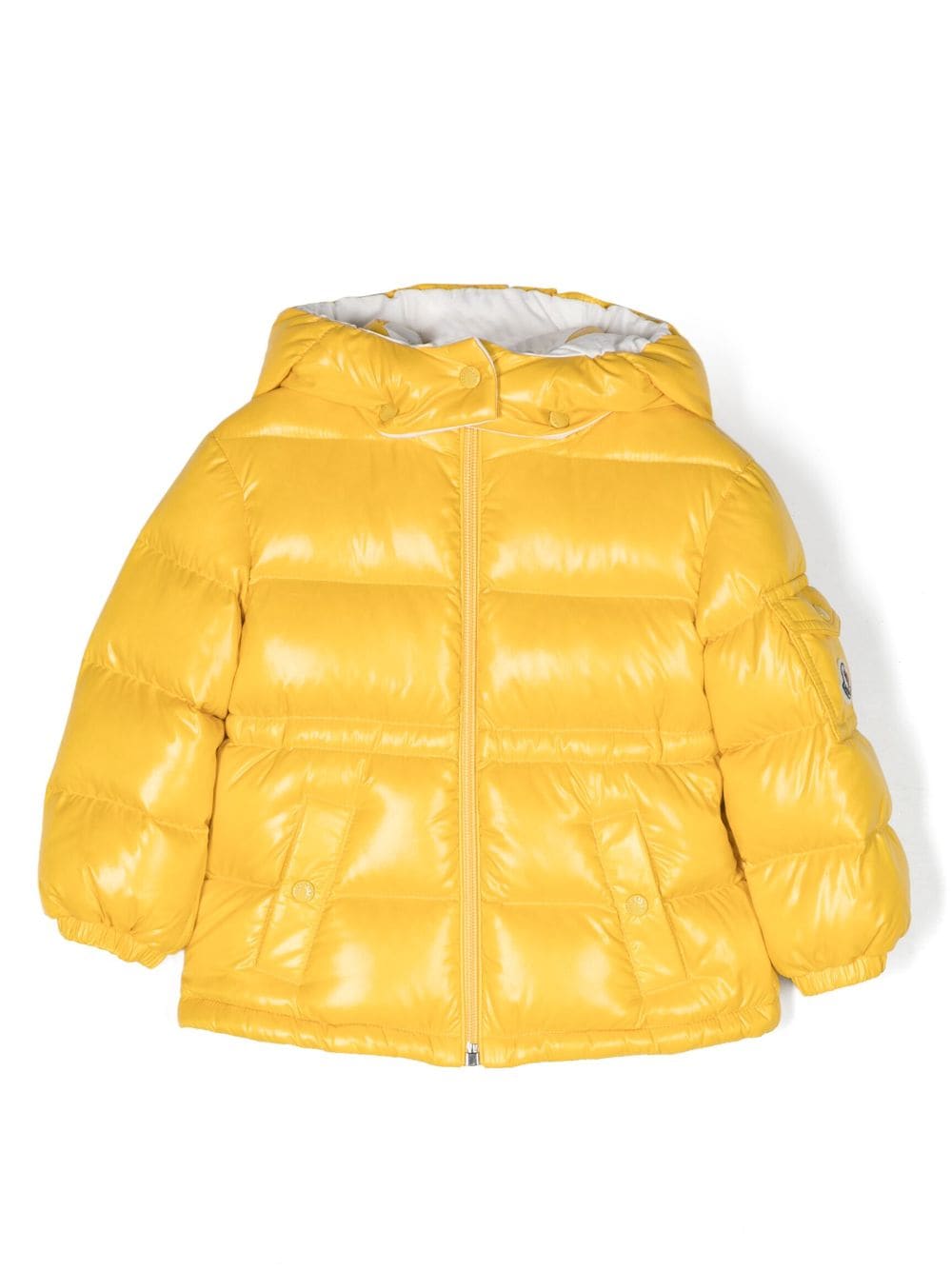 Moncler Enfant logo-patch padded hooded jacket - Yellow von Moncler Enfant