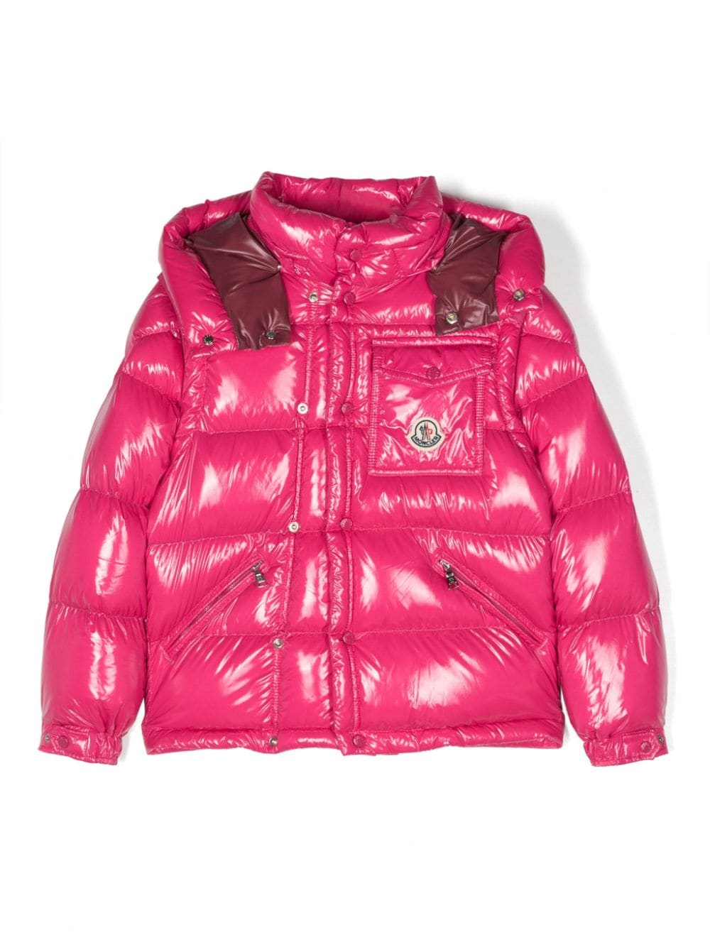 Moncler Enfant logo-patch padded jacket - Pink von Moncler Enfant