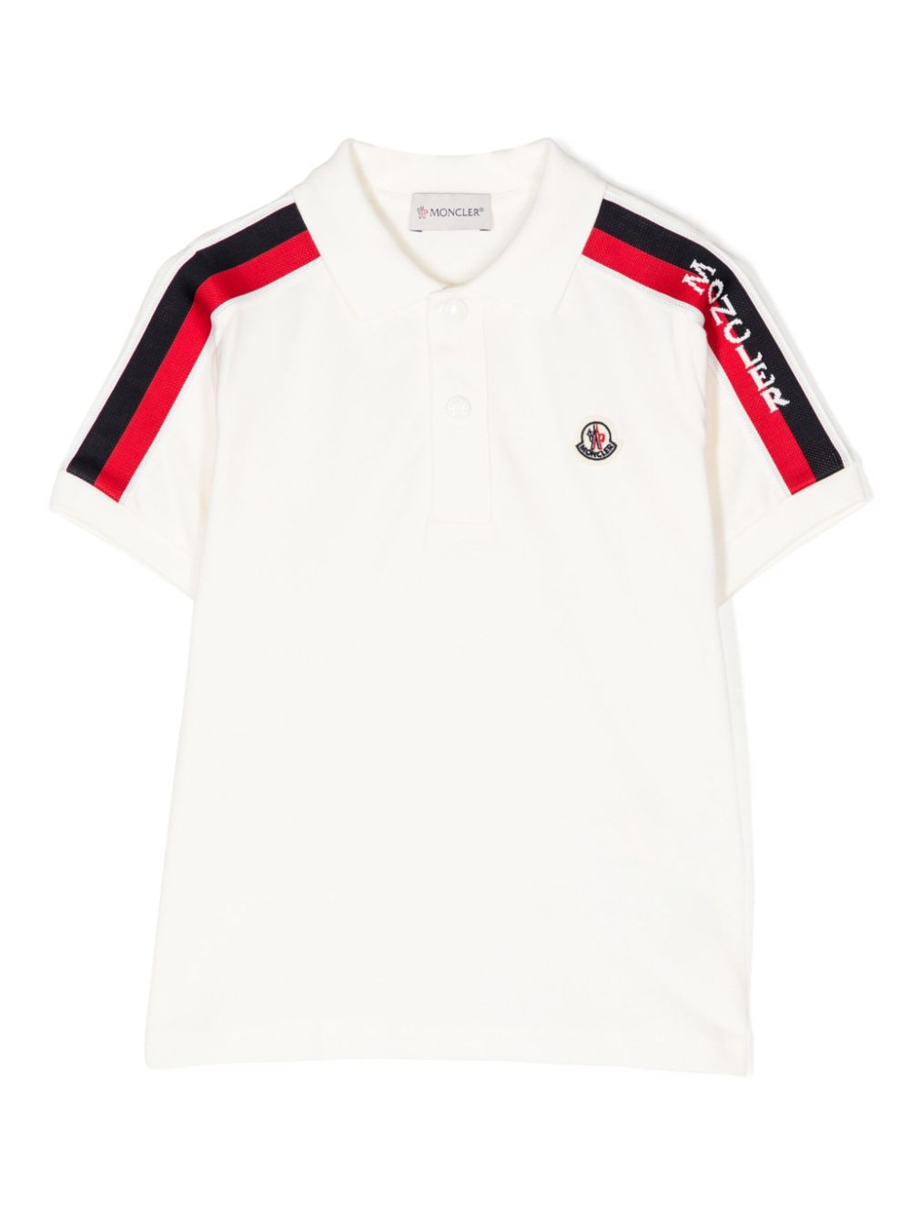 Moncler Enfant logo-patch piqué polo shirt - White von Moncler Enfant