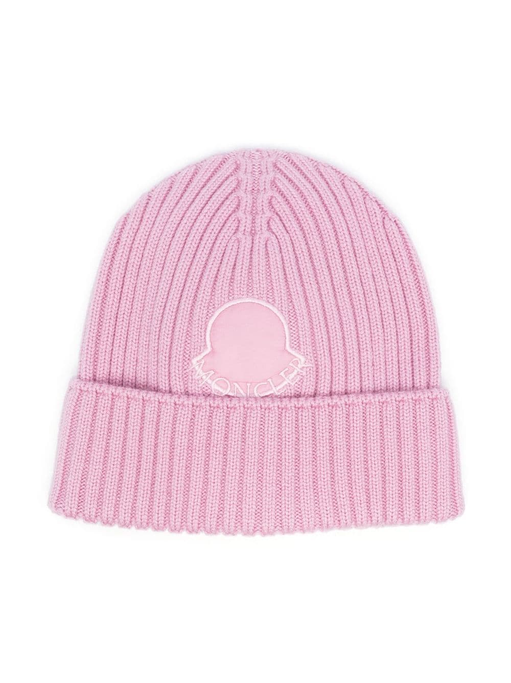 Moncler Enfant logo-patch ribbed beanie - Pink von Moncler Enfant