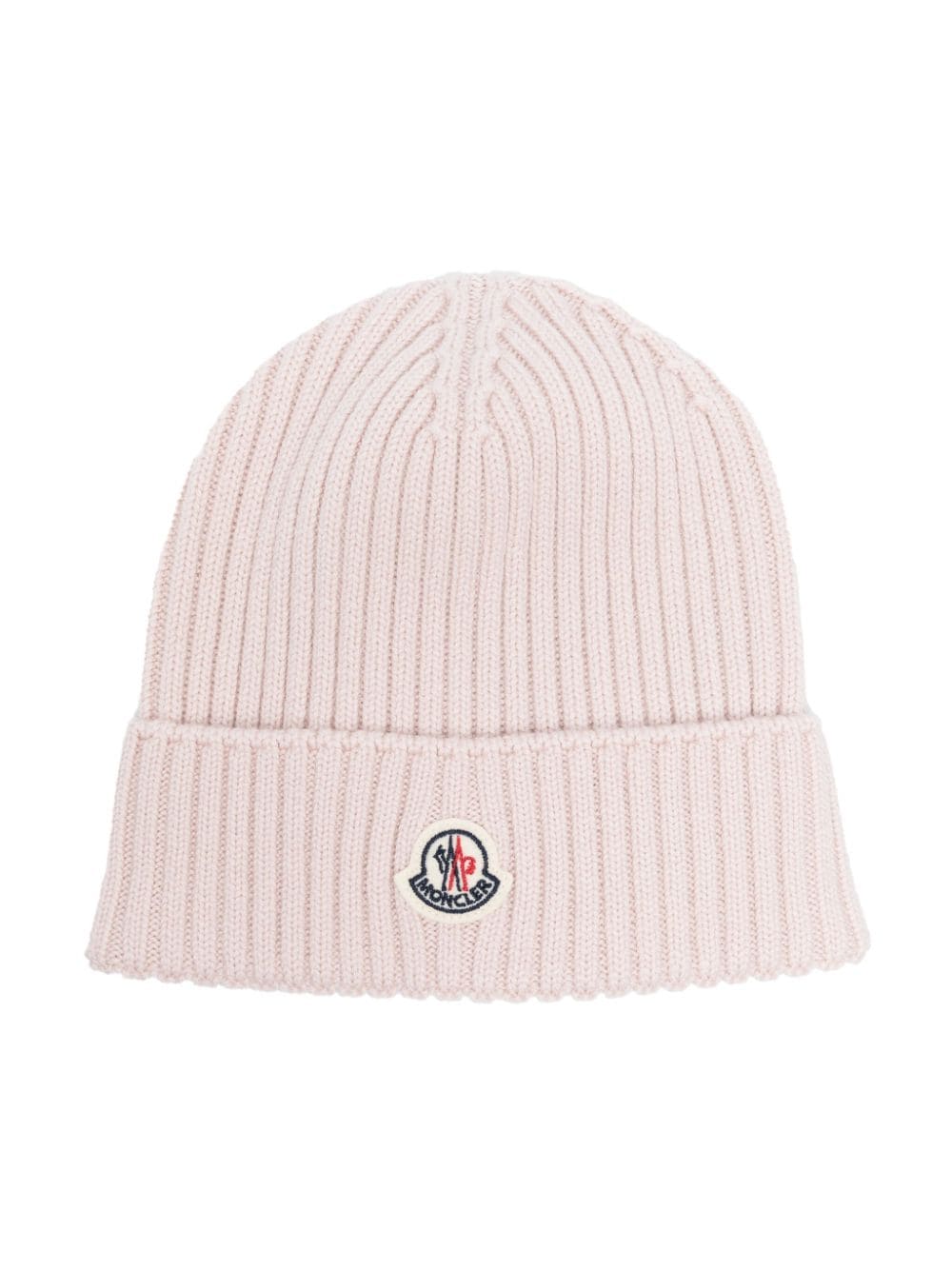 Moncler Enfant logo-patch ribbed beanie - Pink von Moncler Enfant