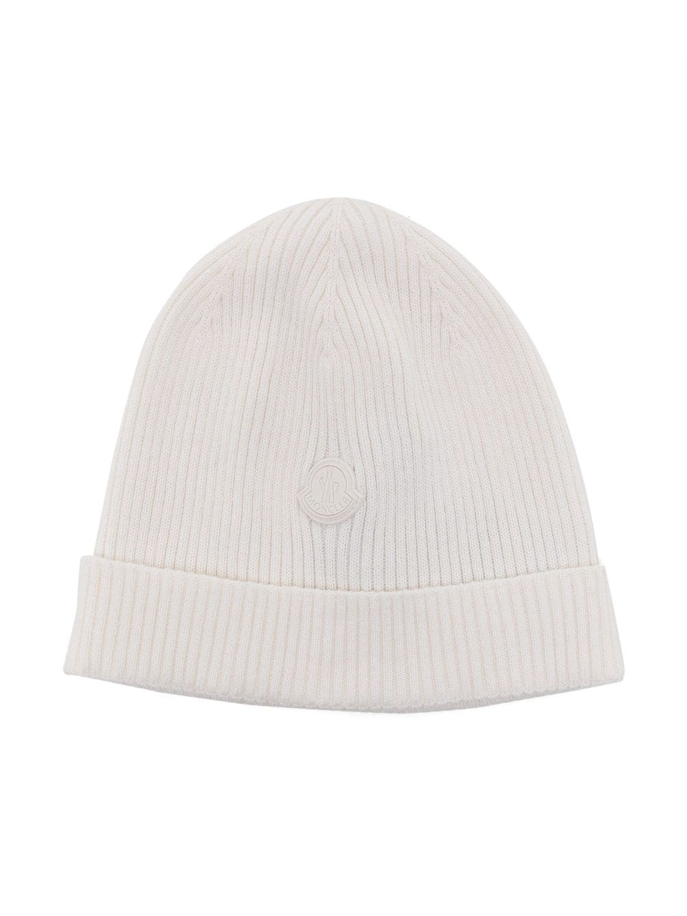 Moncler Enfant logo-patch ribbed-knit beanie - White von Moncler Enfant