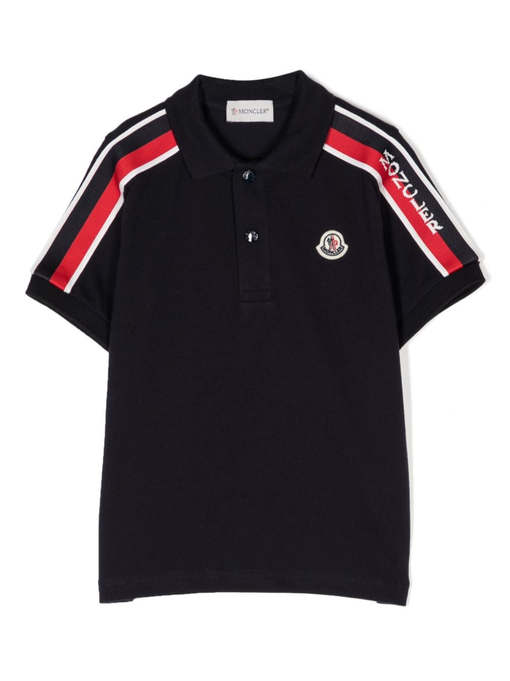 Moncler Enfant logo-patch side-stripe polo shirt - Blue von Moncler Enfant