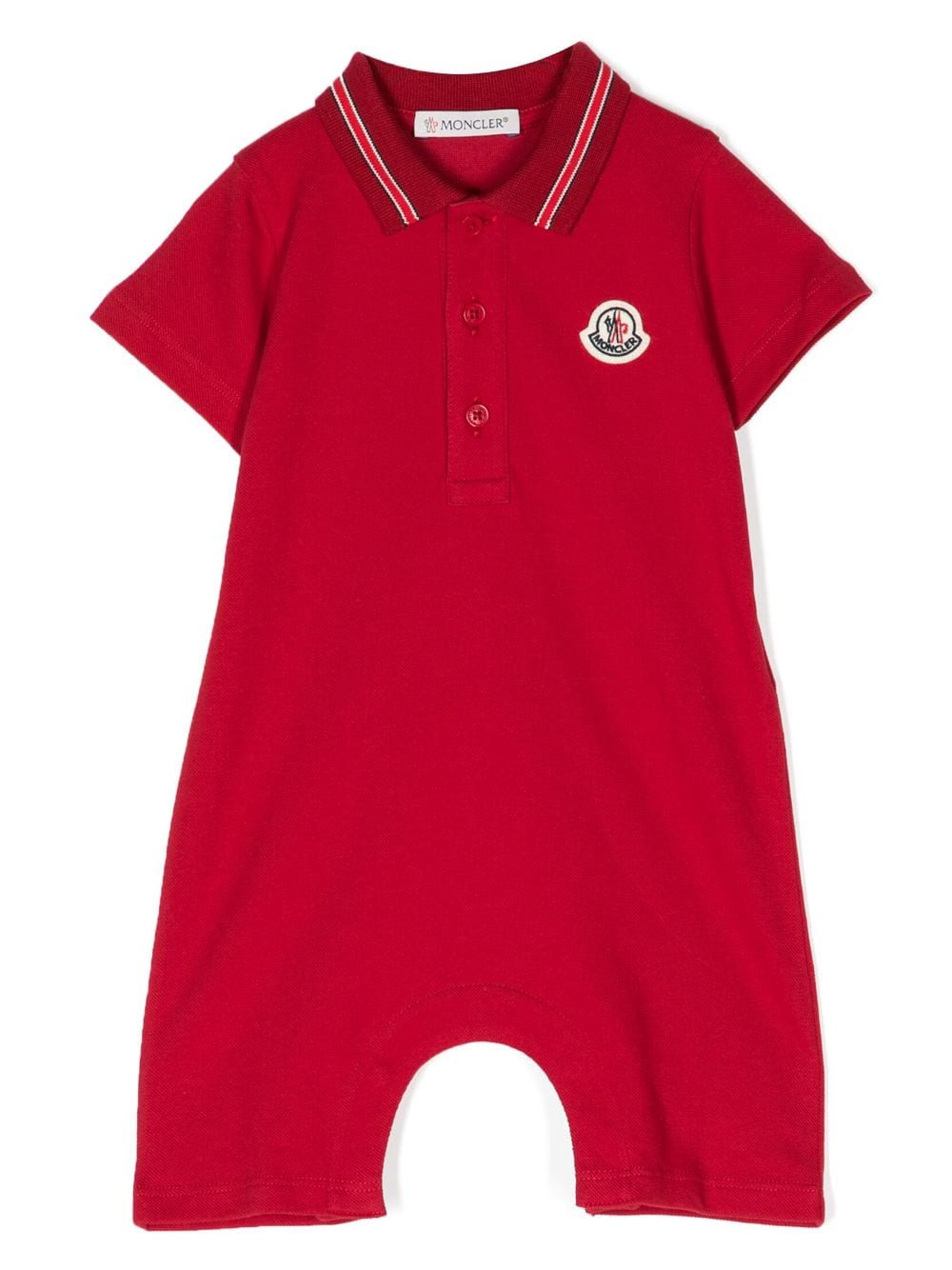 Moncler Enfant logo-patch stretch-cotton romper - Red von Moncler Enfant