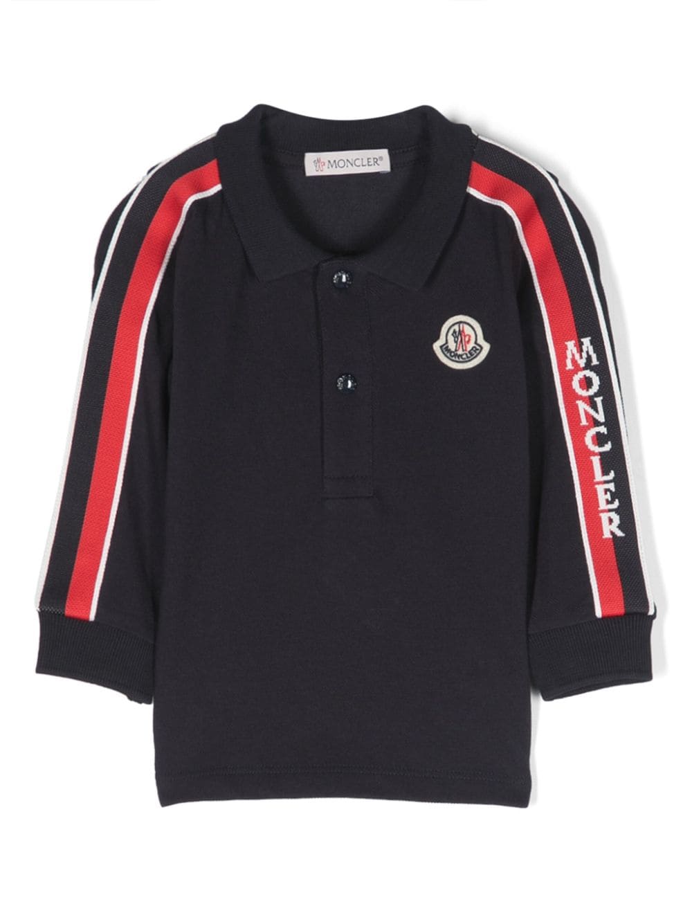 Moncler Enfant logo-patch striped polo shirt - Blue von Moncler Enfant