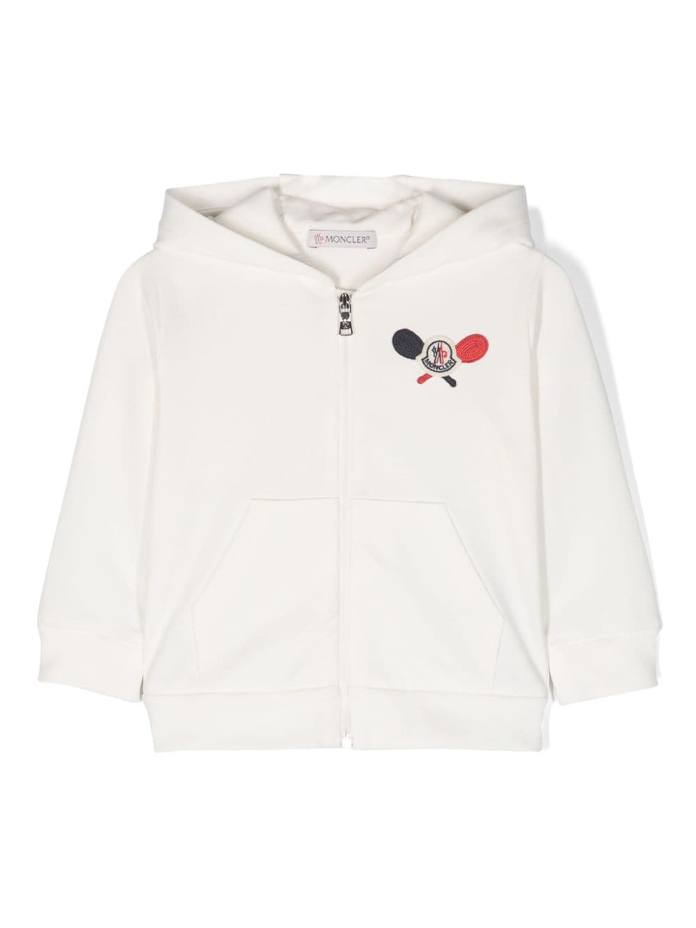 Moncler Enfant logo-patch zip-up hoodie - White von Moncler Enfant