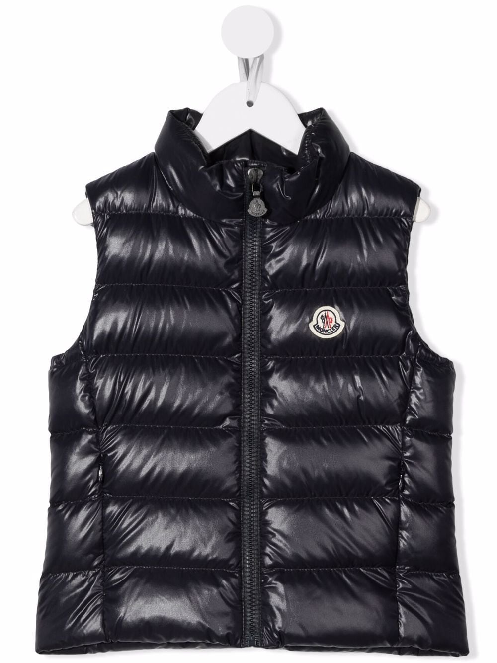 Moncler Enfant logo-patch zip-up padded gilet - Blue von Moncler Enfant