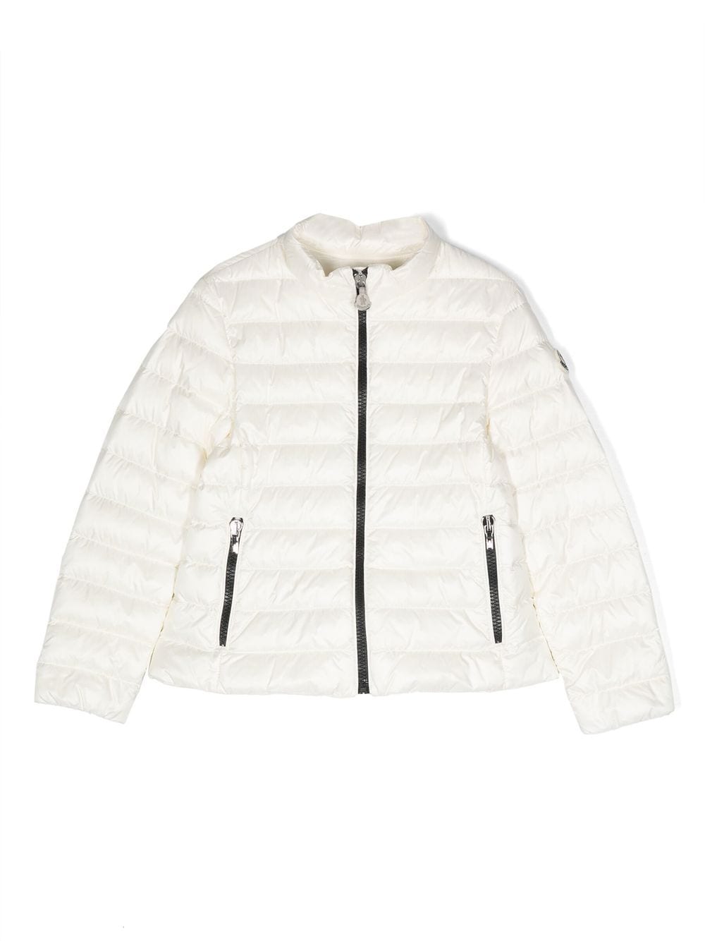 Moncler Enfant logo-patch zip-up padded jacket - White von Moncler Enfant
