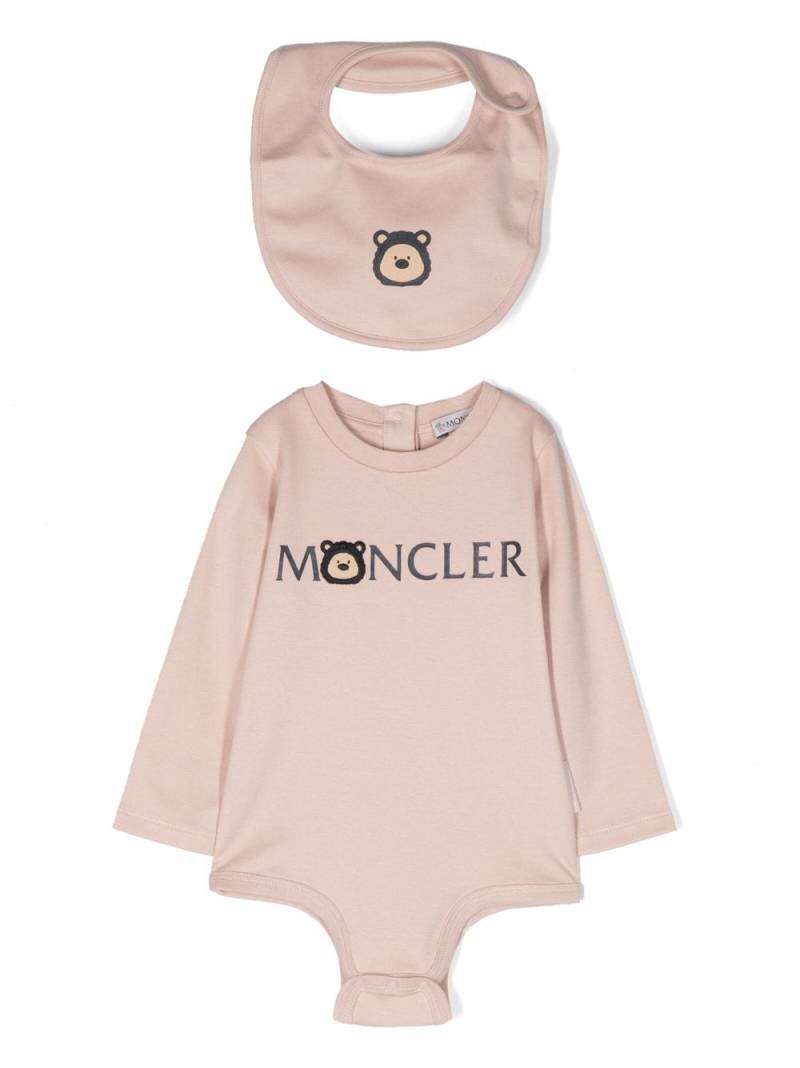 Moncler Enfant logo print long-sleeve romper set - Pink von Moncler Enfant