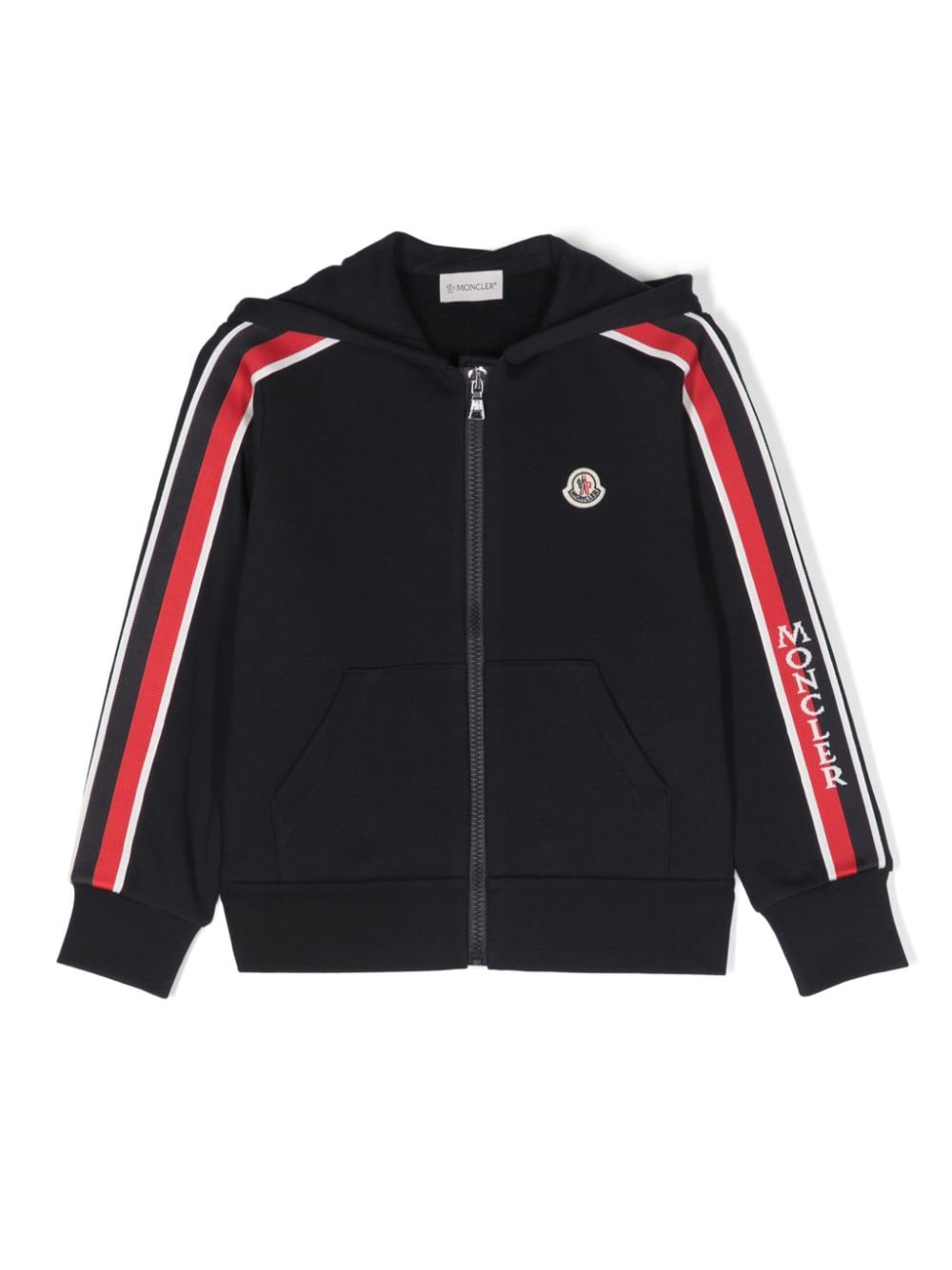 Moncler Enfant logo-stripe cotton zip-up hoodie - Blue von Moncler Enfant