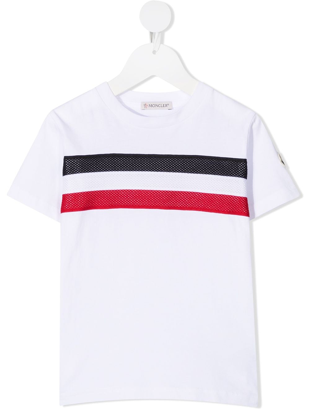 Moncler Enfant mesh-stripe cotton t-shirt - White von Moncler Enfant