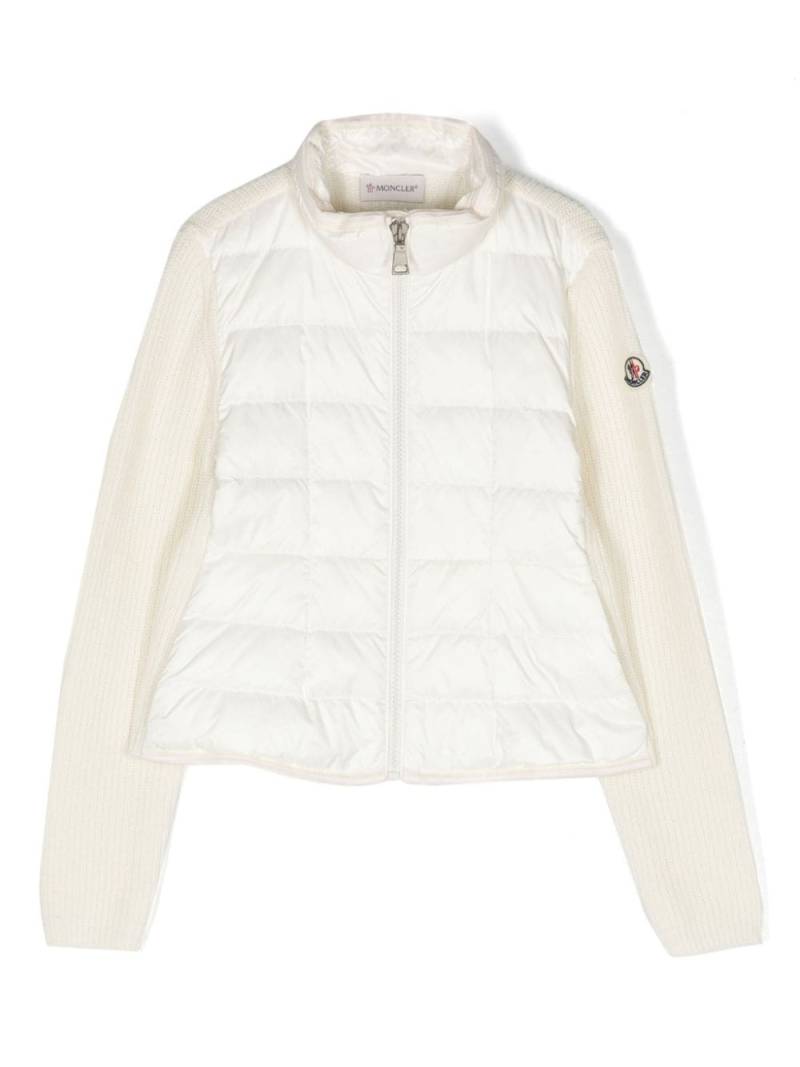 Moncler Enfant ribbed-knit quilted jacket - White von Moncler Enfant