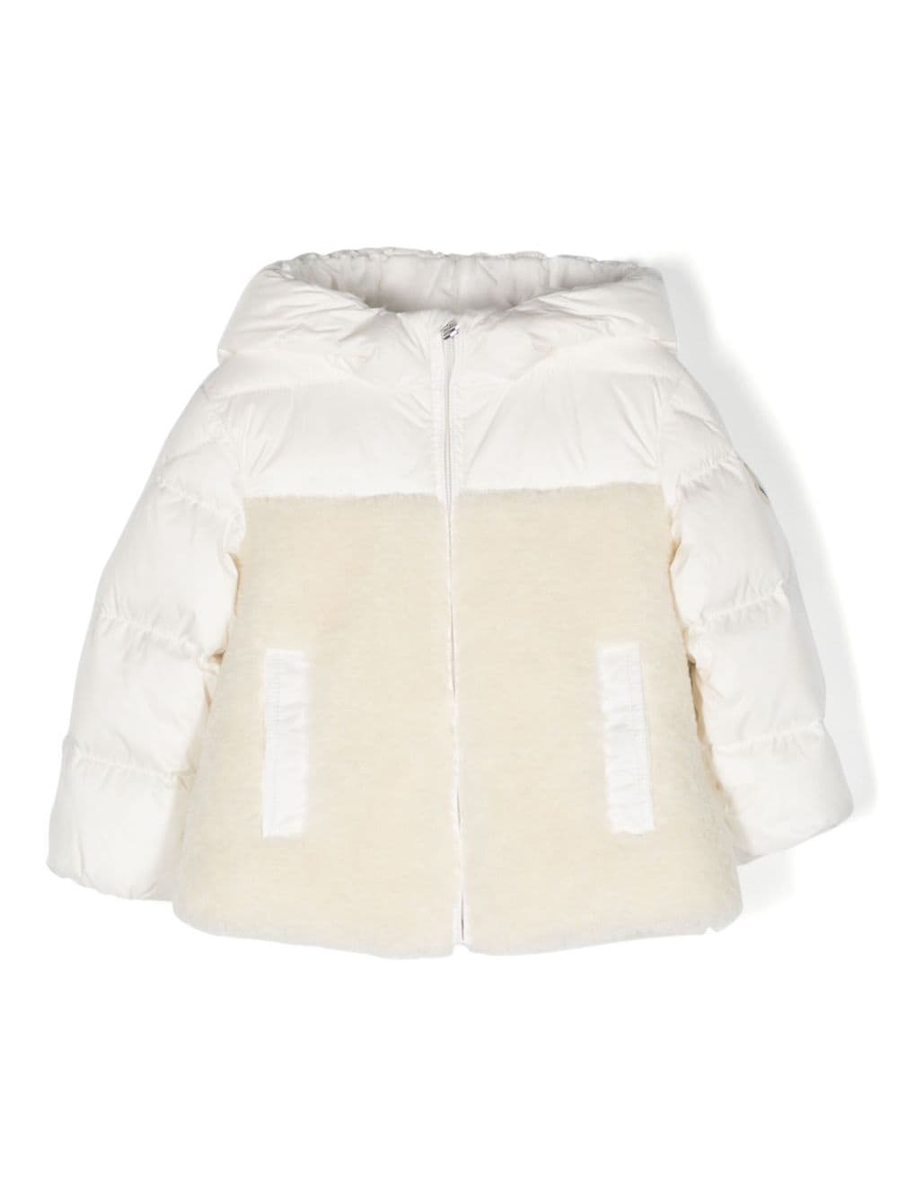 Moncler Enfant shearling-panel padded jacket - Neutrals von Moncler Enfant