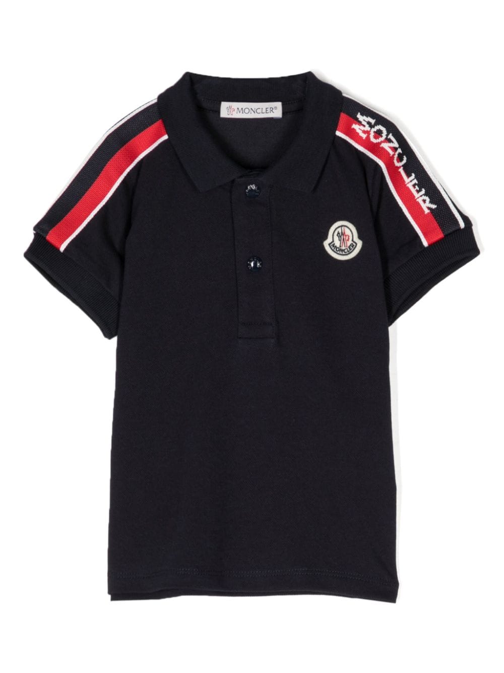 Moncler Enfant side-stripe logo-patch polo shirt - Blue von Moncler Enfant