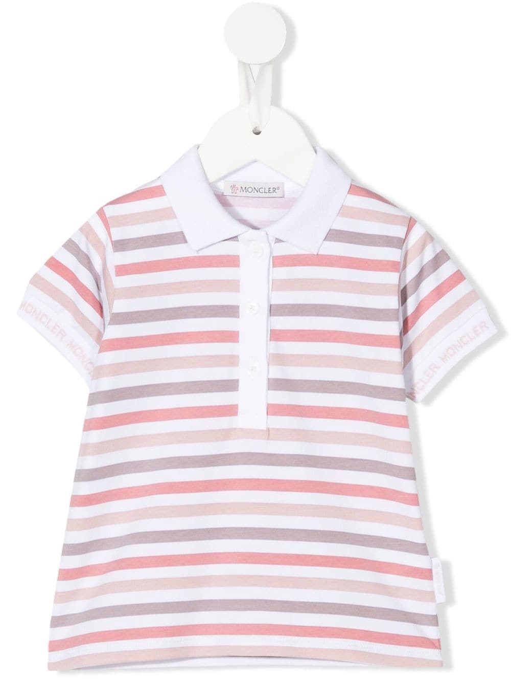 Moncler Enfant stripe-pattern polo shirt - Pink von Moncler Enfant