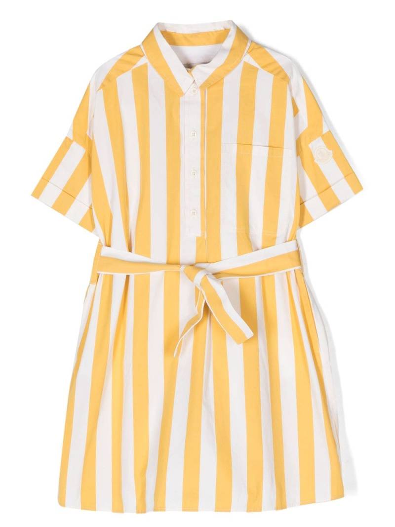 Moncler Enfant stripe-print tied-waist dress - White von Moncler Enfant