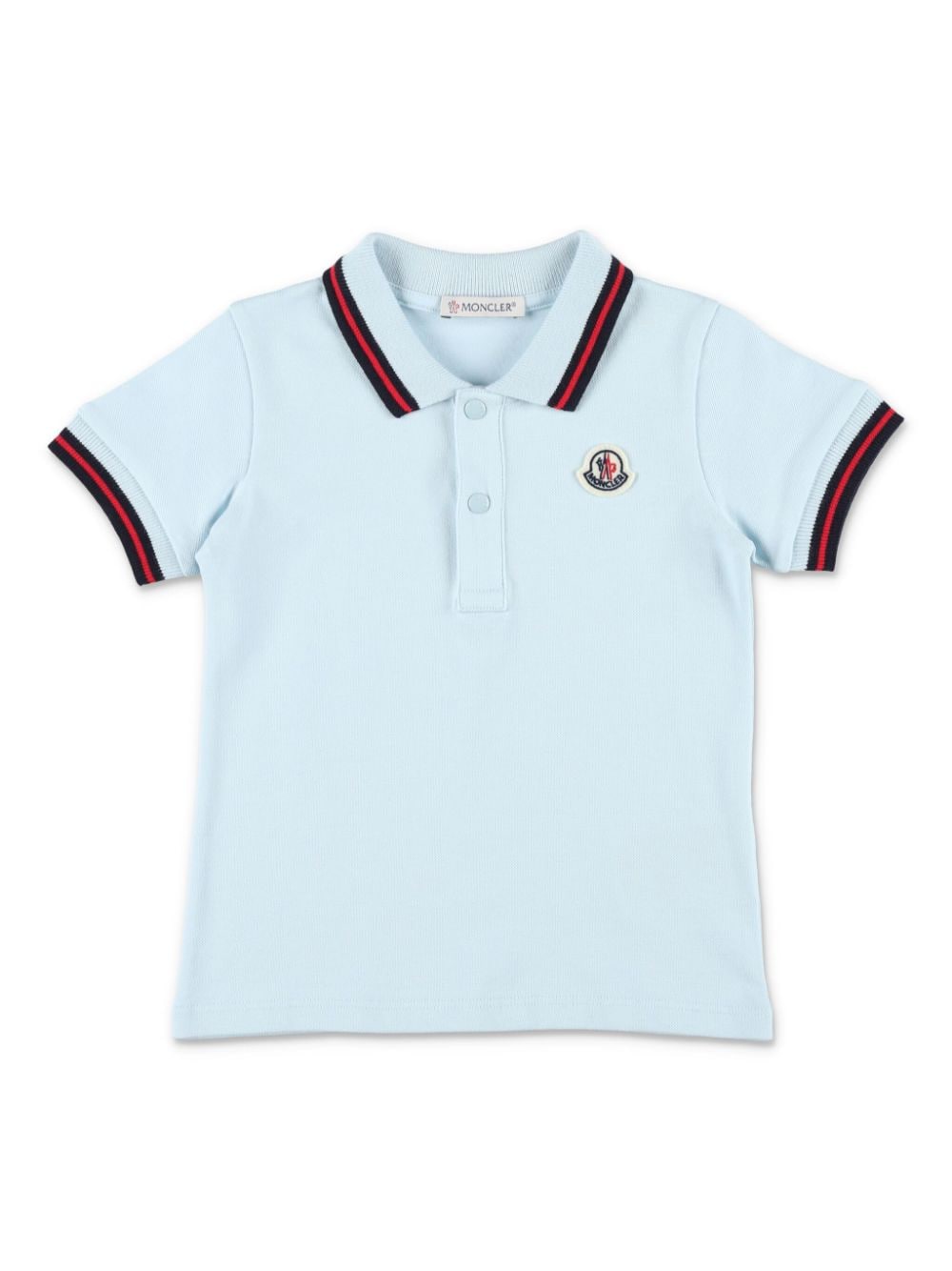 Moncler Enfant striped-edge piqué polo shirt - Blue von Moncler Enfant