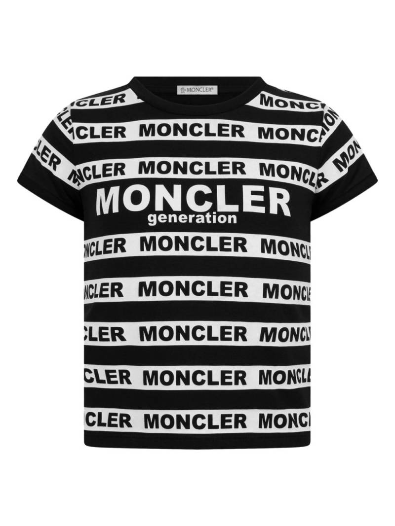Moncler Enfant striped logo-print cotton T-shirt - Black von Moncler Enfant