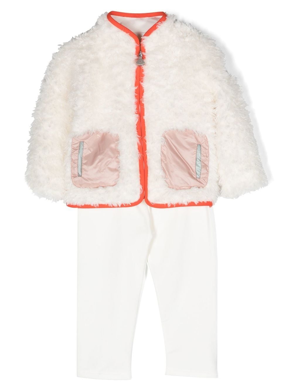 Moncler Enfant two-tone faux-fur tracksuit - White von Moncler Enfant