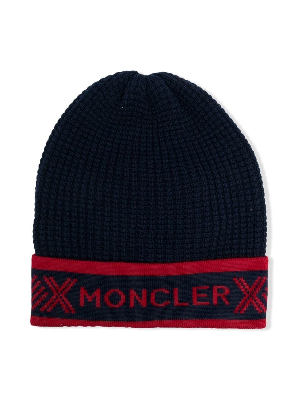 Moncler Enfant virgin-wool knitted beanie hat - Blue von Moncler Enfant