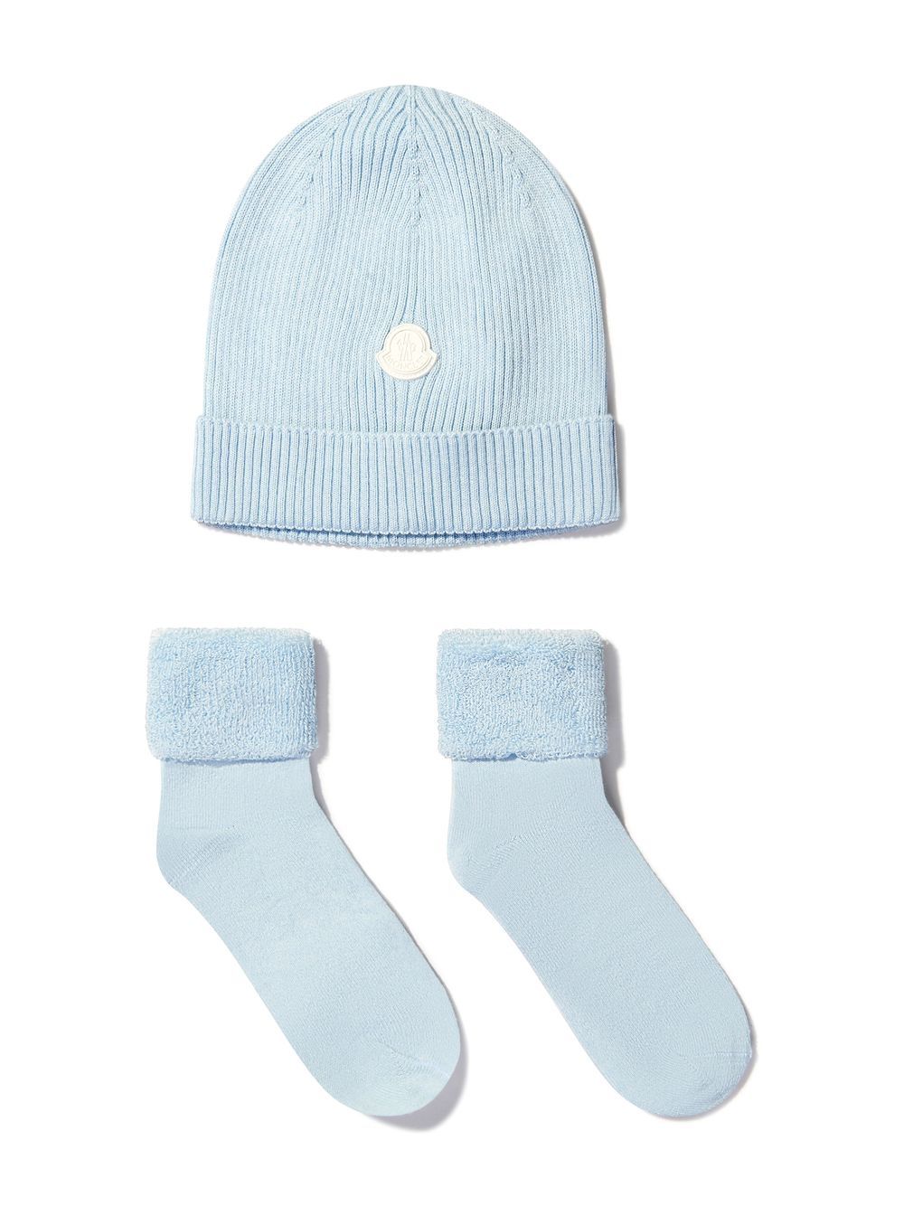 Moncler Enfant wool-cotton hat and socks set - Blue von Moncler Enfant