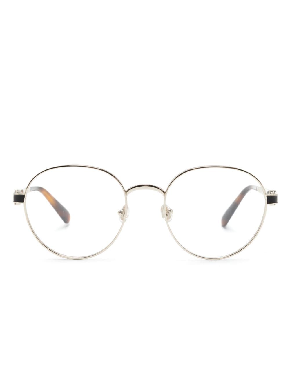 Moncler Eyewear logo-plaque round-frame glasses - Gold von Moncler Eyewear