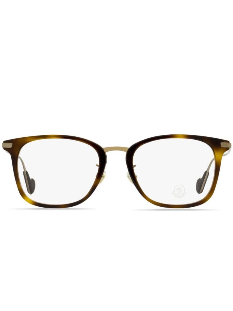 Moncler Eyewear tortoiseshell rectangular-frame glasses - Brown von Moncler Eyewear