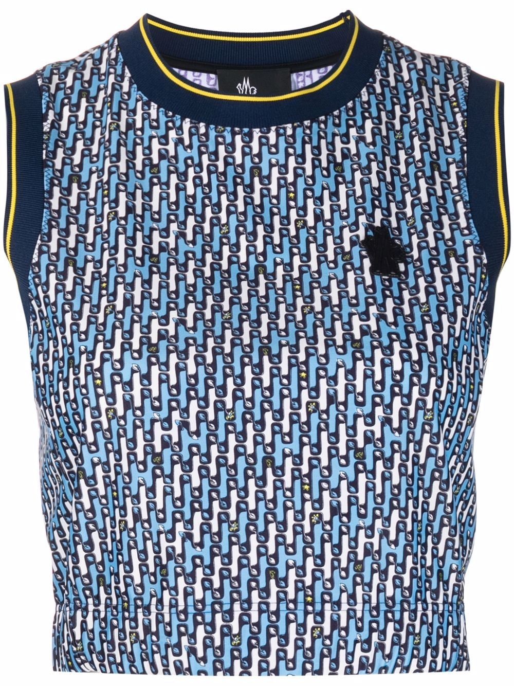 Moncler Grenoble abstract-pattern cropped tank top - Blue von Moncler Grenoble