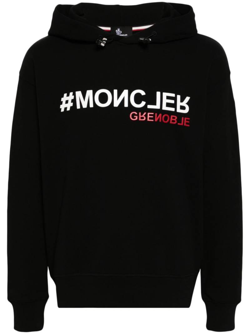 Moncler Grenoble logo-appliqué cotton hoodie - Black von Moncler Grenoble