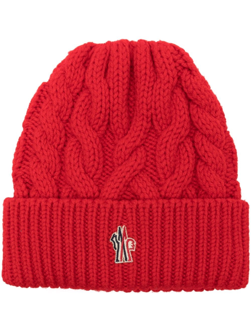Moncler Grenoble logo-appliqué wool beanie - Red von Moncler Grenoble