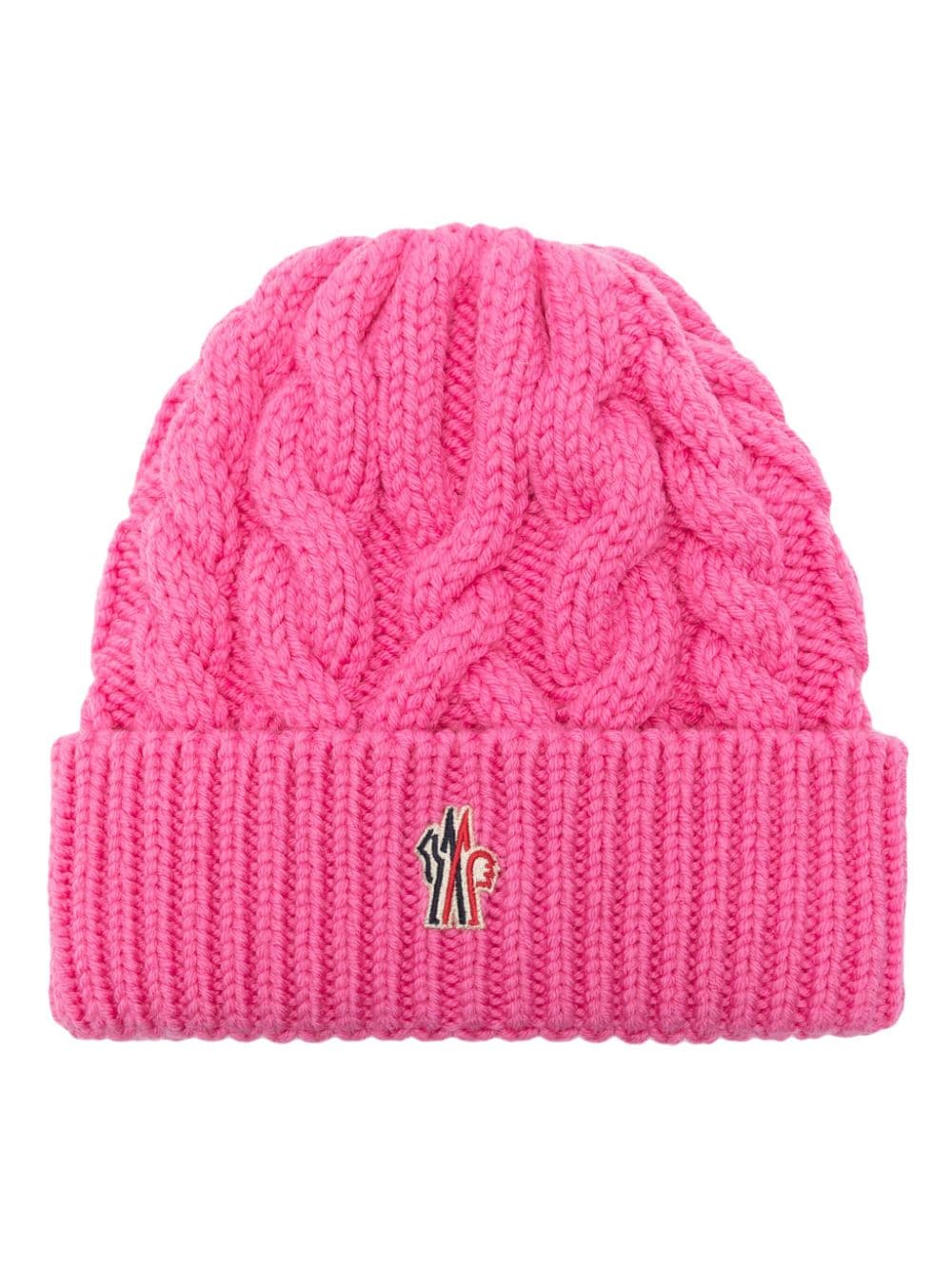 Moncler Grenoble logo-patch virgin wool beanie - Pink von Moncler Grenoble