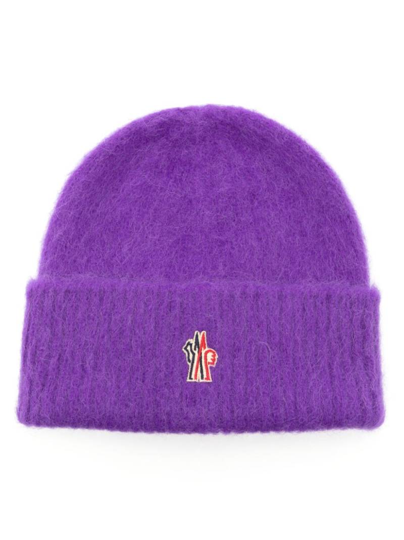 Moncler Grenoble logo-patch wool brushed beanie - Purple von Moncler Grenoble