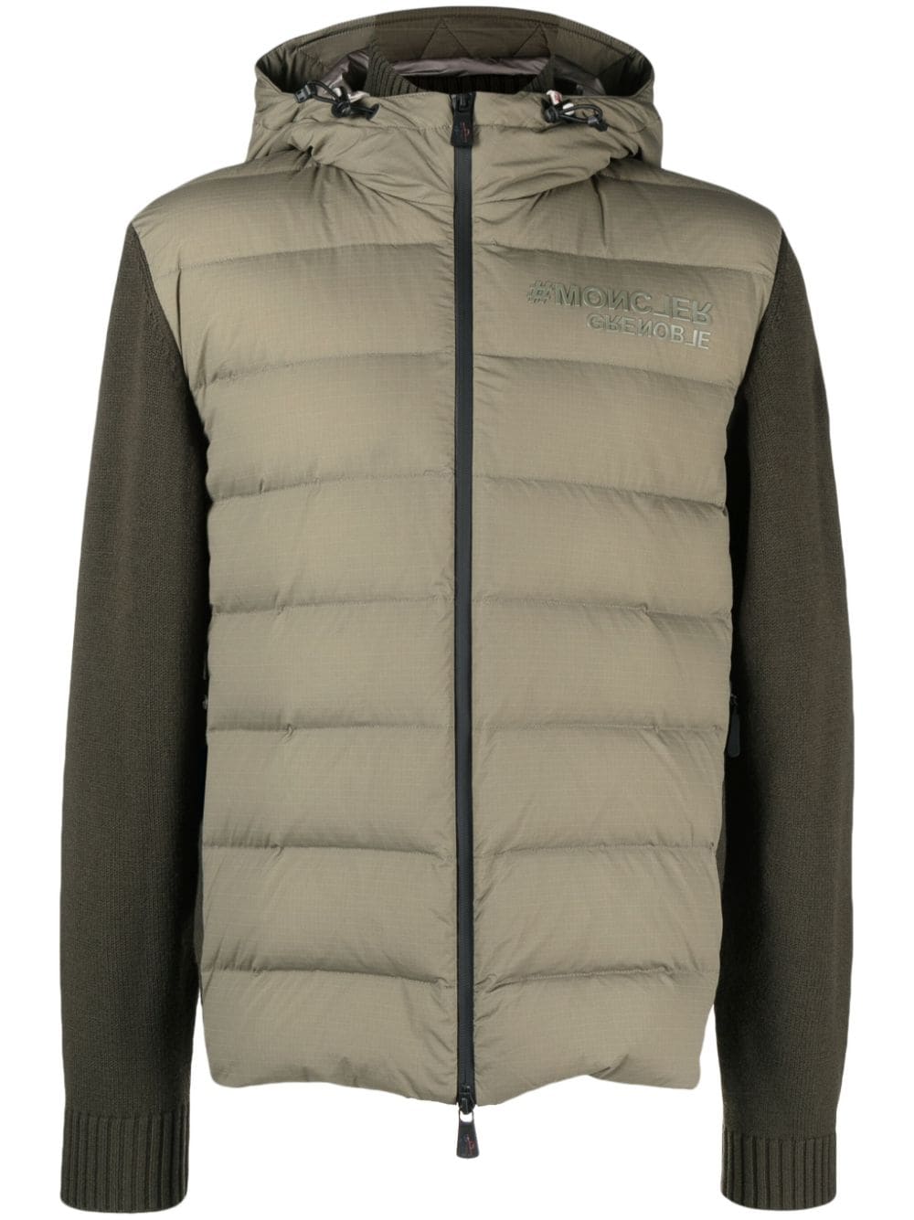 Moncler Grenoble panelled quilted hooded jacket - Green von Moncler Grenoble