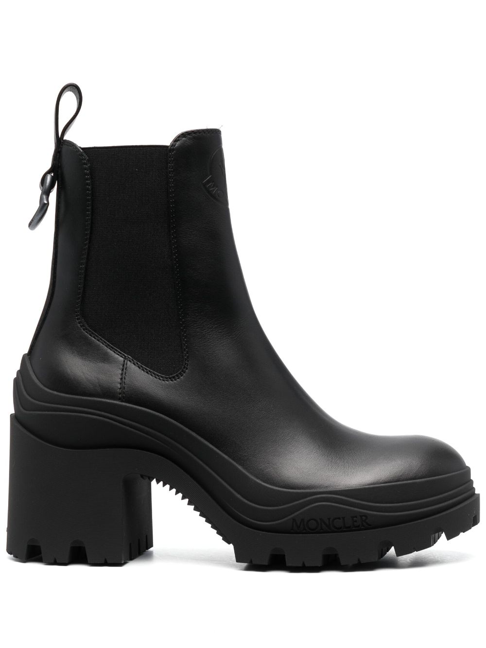 Moncler 90mm block-heel leather boots - Black von Moncler