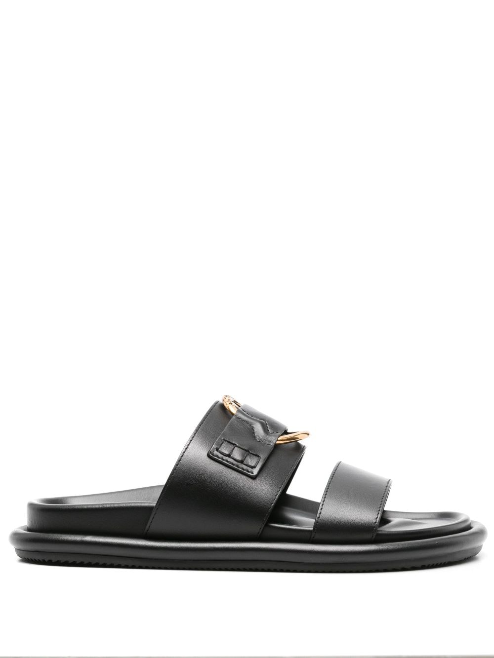 Moncler Bell leather slides - Black von Moncler