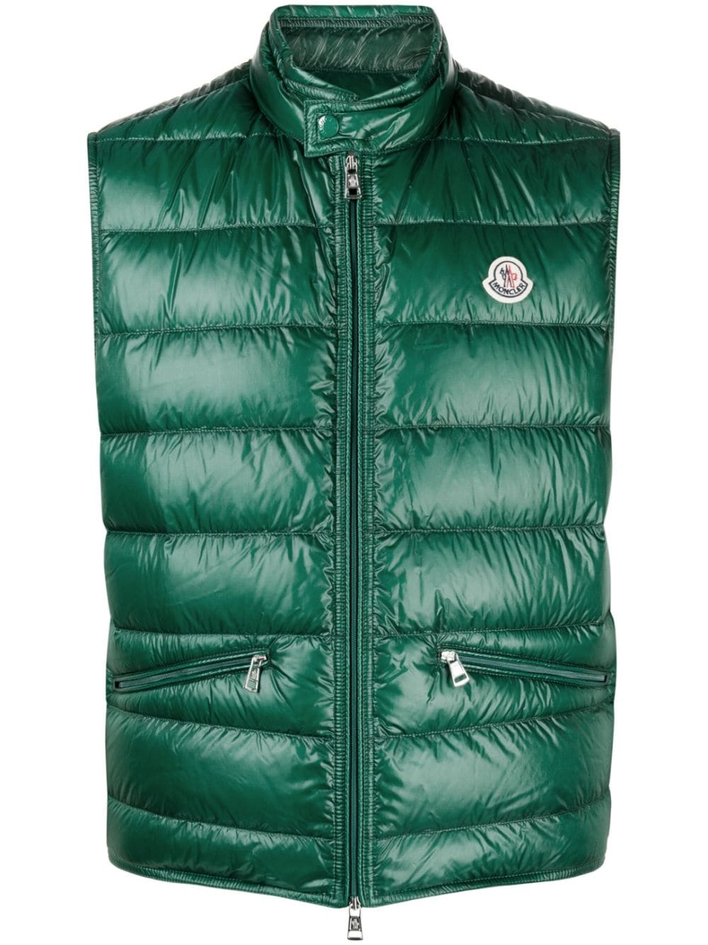 Moncler Gui logo-patch puffer gilet - Green von Moncler