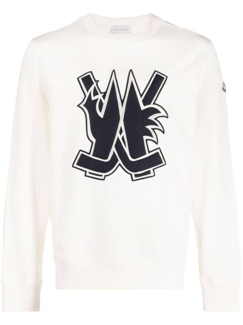 Moncler Hockey logo-patch cotton sweatshirt - White von Moncler