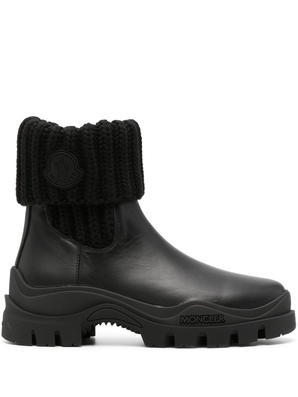 Moncler Larue ribbed-knit leather boots - Black von Moncler