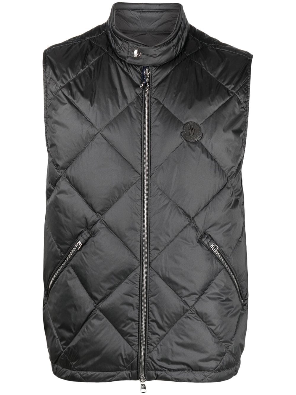 Moncler Neste logo-patch diamond-quilted down gilet - Grey von Moncler